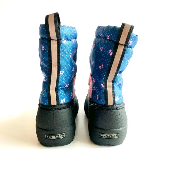 Northside Frosty Kid’s Snow Boot Blue/Pink Polka Dot/Bows Sz 8 - Picture 6 of 9